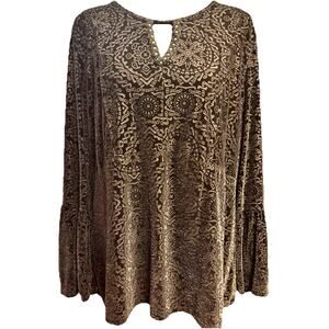 VTG Velvet Burnout Blouse Large Womens Top 90s Whimsigoth Witchy Fall Vamp